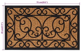 Tapete de porta retangular 45x75 cm borracha e fibra de coco