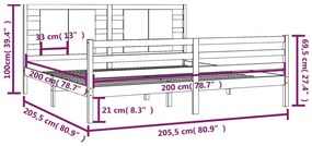 Estrutura de cama 200x200 cm pinho maciço castanho mel