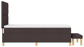 Cama Box Spring vidaXL com Colchão e Banco Marrom Escuro 90x200 cm Tec