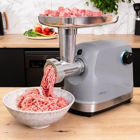 Picadora de carne eléctrica Crusher 1400 Steel de 1360 W, com 1 lâmina e 3 placas de corte