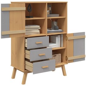Armário alto OLDEN 85x43x125 cm pinho maciço cinzento/castanho