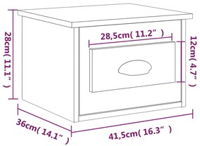 Mesas de cabeceira parede 2 pcs 41,5x36x28 cm cinzento cimento