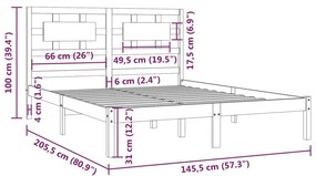 Estrutura de cama 140x200 cm madeira de pinho maciça branco