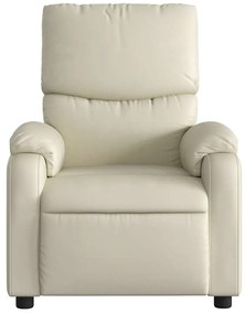Poltrona massagens reclinável elétrica couro artificial creme