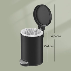 Caixote do lixo de 3 L para a casa de banho, com tampa com fecho suave Preto