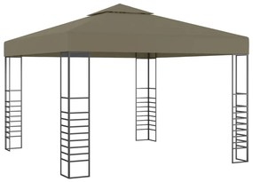 Tenda de jardim c/ cordões de luzes LED 3x3 m cinza-acastanhado