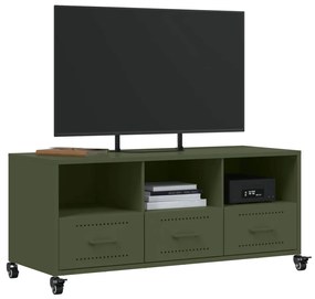 Móvel de TV 100,5x39x43,5 cm aço laminado a frio verde-azeitona