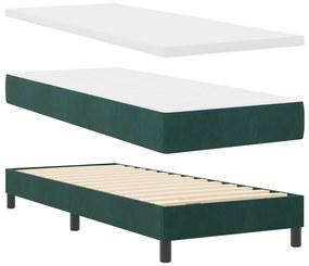 Cama Box Spring vidaXL com Colchão Verde Escuro 80x200 cm Veludo
