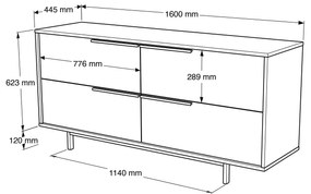 Console ON3 – Branco – 160 cm x 74,3 cm x 44,5 cm