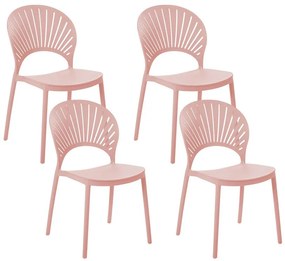 Conjunto de 4 cadeiras de jantar em plástico rosa OSTIA Beliani