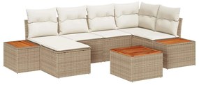 Conjunto de Sofá de Jardim - 7 Peças com Almofadas de Rattan Bege