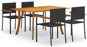 vidaXL 5 pcs conjunto de jantar para jardim preto