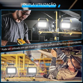 Projetor LED Duplo Recarregável de Alumínio com Tripé Dobrável 8500 Lú