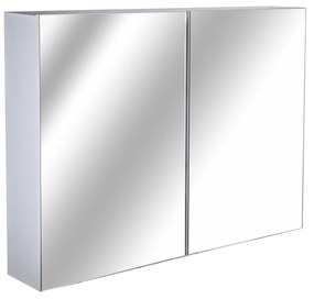 HOMCOM Armário de banheiro com espelho de parede Gabinete 2 portas com 3 prateleiras internas Estilo moderno para quarto Sala 80x15x60 cm Branco