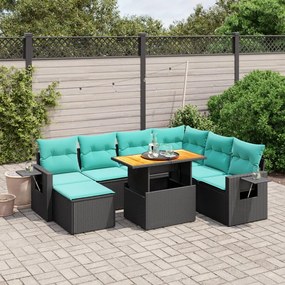 vidaXL 8 pcs conjunto de sofás p/ jardim c/ almofadões vime PE preto