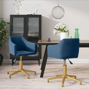 vidaXL Cadeiras de jantar giratórias 2 pcs veludo azul