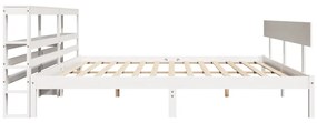 Cama sem colchão 200x200 cm madeira de pinho maciça branco