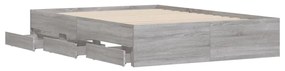 Estrutura de cama c/ gavetas derivados madeira cinza sonoma