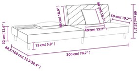 Sofá-cama 2 lugares com duas almofadas tecido cinzento-claro