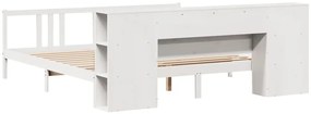 Cama com estante sem colchão 200x200 cm pinho maciço branco