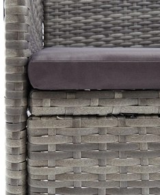 7 pcs conjunto de jantar p/ jardim c/ almofadões cinza e preto