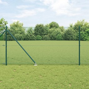 Conjunto de Poste de Cerca Conjunto de 2 Verde Metal 25 x 1 m