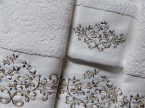 6 toalhas de banho bordadas 100% algodão com 520 gr./m2: 2 toalhas 100x150 cm - 2 toalhas 50x100 cm - 2 toalhas 30x50 cm