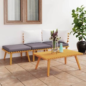 vidaXL 4 pcs conj. lounge jardim c/ almofadões madeira acácia maciça