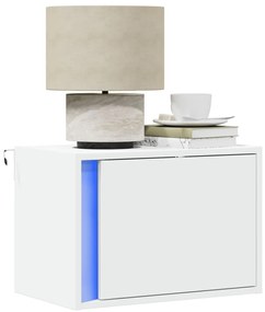 Mesas de cabeceira de parede com luzes LED 2 pcs branco