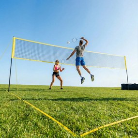 Conjunto de Voleibol e Badminton, 950 x 100 x 248 cm, Altura de Jogo Ajustável Preto e amarela