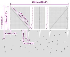 Cerca de Fio Soldado com 13 Postes de Espeto Cinza 1,2x25 m Aço