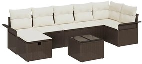 Conjunto de Sofás de Jardim de 8 Peças com Almofadas Castanho Rattan P