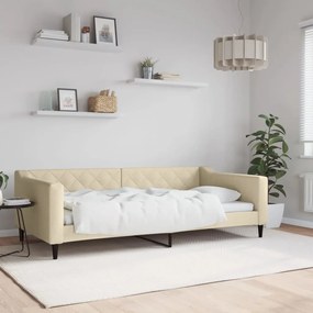 Sofá-cama 100x200 cm tecido cor creme