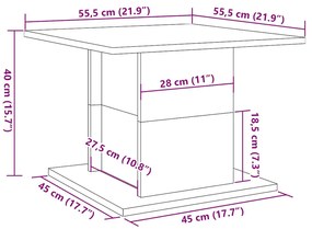 Mesa centro 55,5x55,5x40cm derivados madeira carvalho artisiano