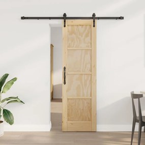 vidaXL Porta Deslizante Manual Natural e preto 61 x 198,5 cm