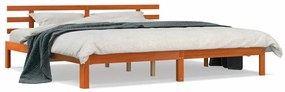 Estrutura de Cama Castanho Ceroso 200x200 cm Madeira Maciça de Pinho