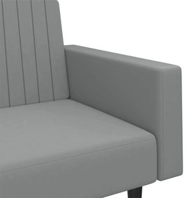 Sofá-cama de 2 lugares veludo cinzento-claro