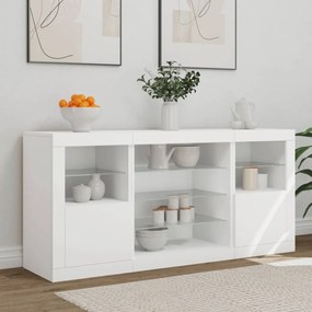 Aparador com luzes LED 142,5x37x67 cm branco