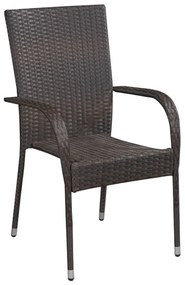 9 pcs conjunto de jantar para jardim castanho e preto