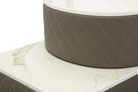 TOUCADOR SHARON COM BANCO 120X40X75 CM (TAMANHO DO BANCO Ø36X39) CINZA E PRATEADO