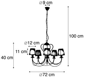 Lustre cinza claro abajures tampa pinça plissada creme 5-luzes - COMO Clássico / Antigo