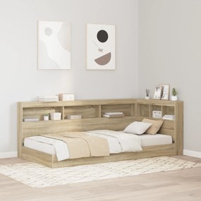 vidaXL Cama com Estante Carvalho Sonoma 90x200 cm Madeira Engenhada