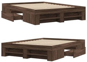 Estrutura de cama 135x190cm derivados madeira carvalho castanho