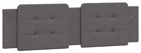 Estrutura cama c/ cabeceira 180x200cm couro artificial cinzento