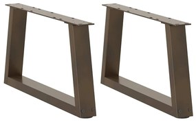 Mesa de jantar pernas 2 pcs forma V 70x(30-31,3) cm aço natural