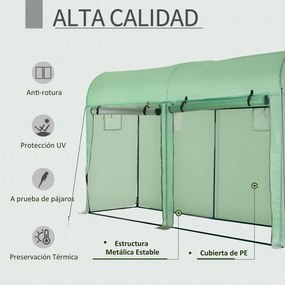 Outsunny Estufa Jardim Tipo Túnel com 4 janelas e 2 portas para Planta