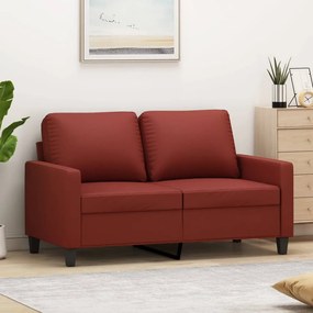 vidaXL Sofá de 2 lugares 120 cm couro artificial vermelho tinto