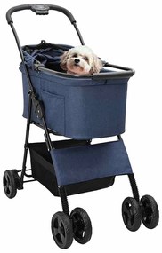 Carrinho de Pet Dobrável Azul 81 x 47 x 99 cm Tecido Oxford
