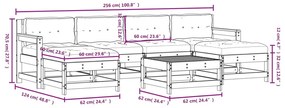 7pcs conj. lounge jardim+almofadões madeira maciça castanho-mel