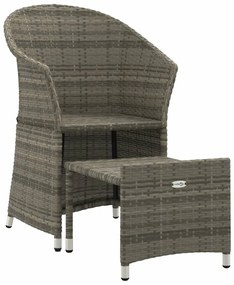 2 pcs conjunto lounge de jardim c/ almofadões vime PE cinzento